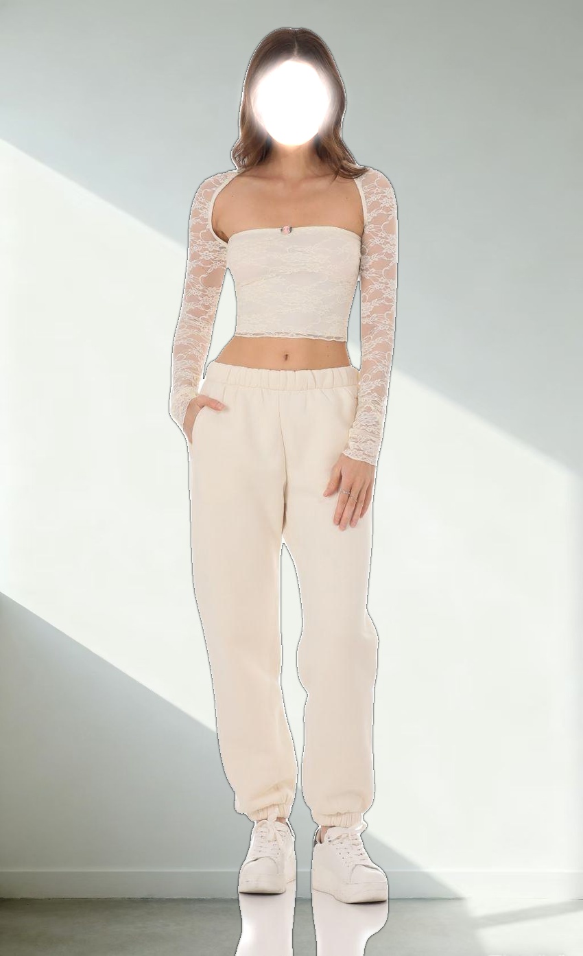 Lace Long Sleeve Top in Cream