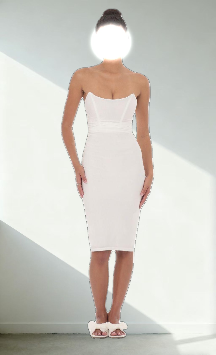 Corset Strapless Midi Dress in Blue