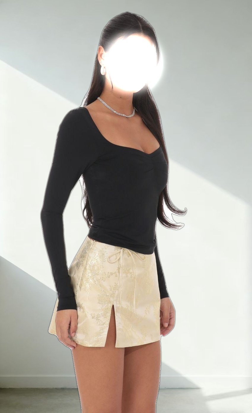 Floral Jacquard Skort in Champagne