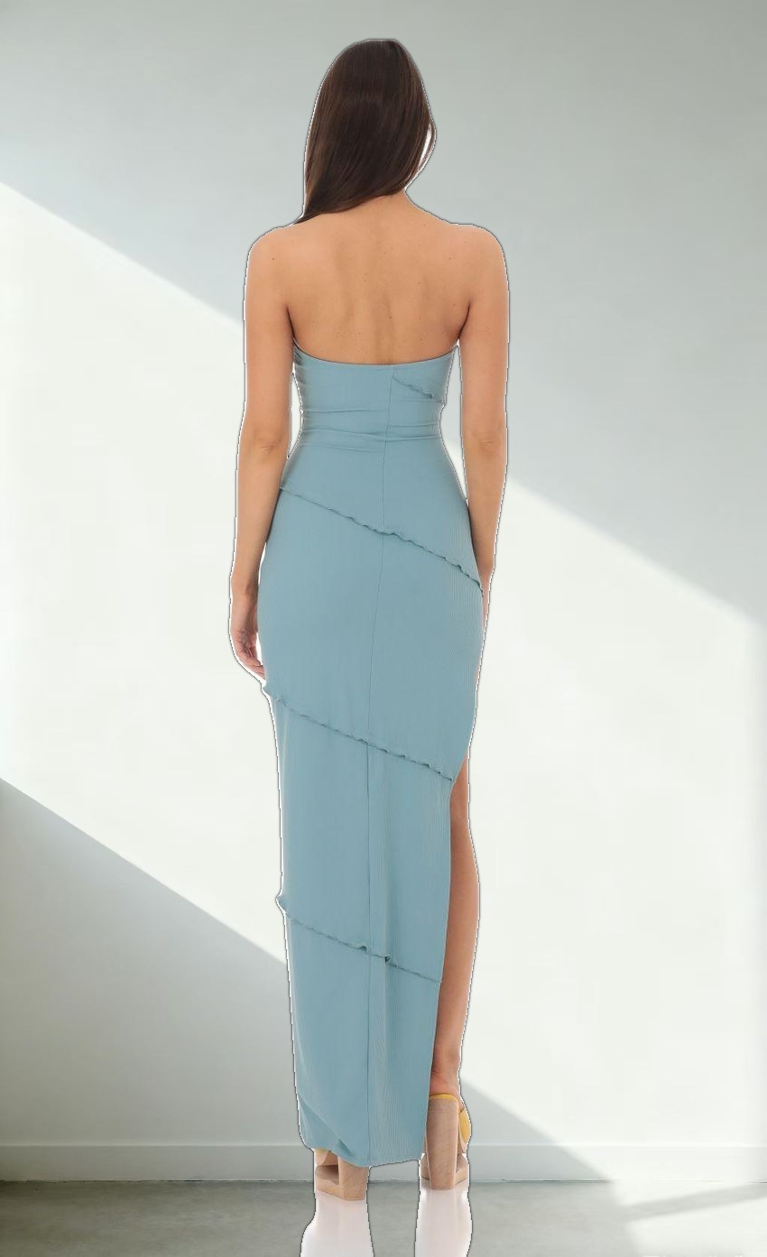 Ruffle Strapless Dress in Blue