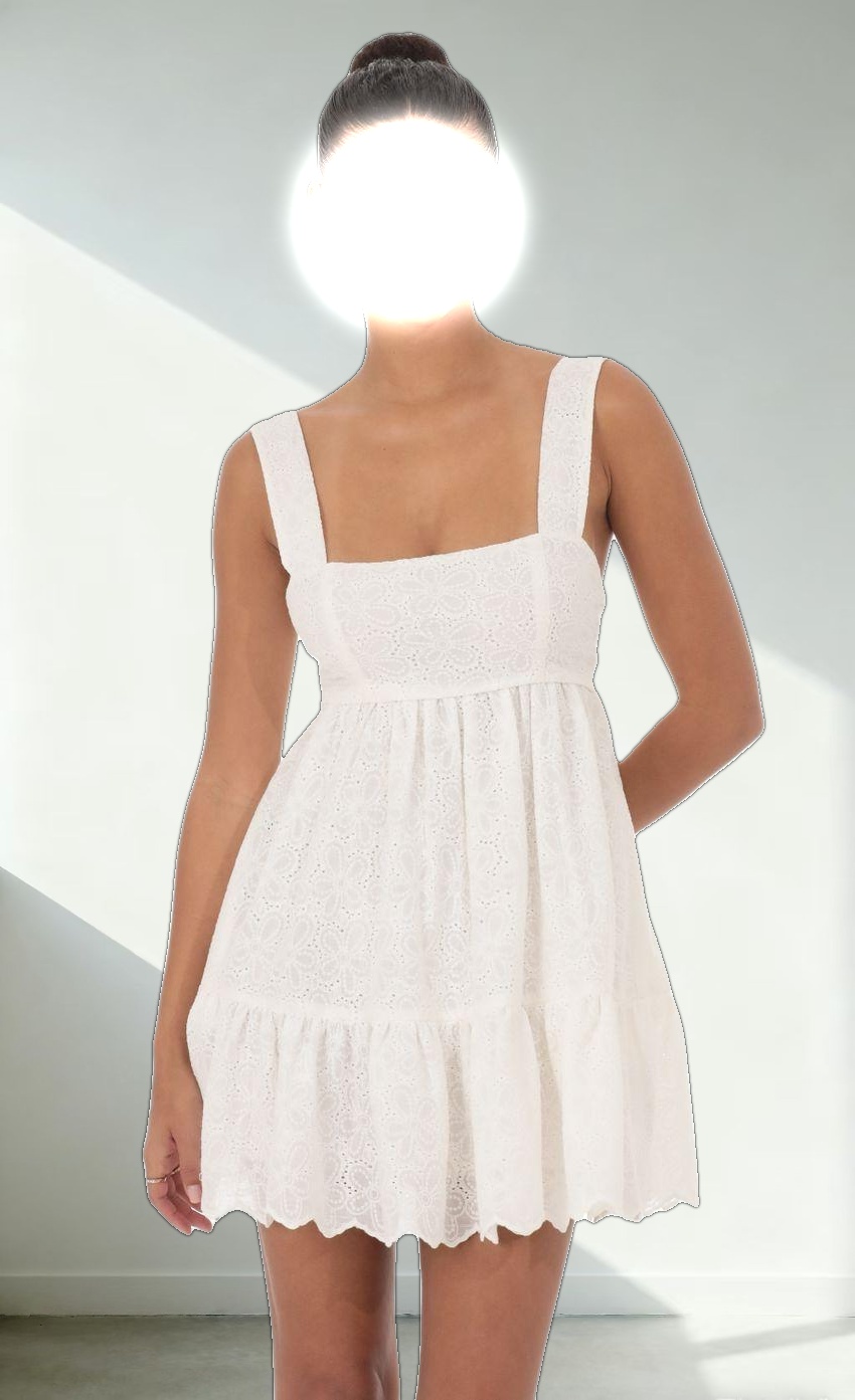 Floral Eyelet Dress in White