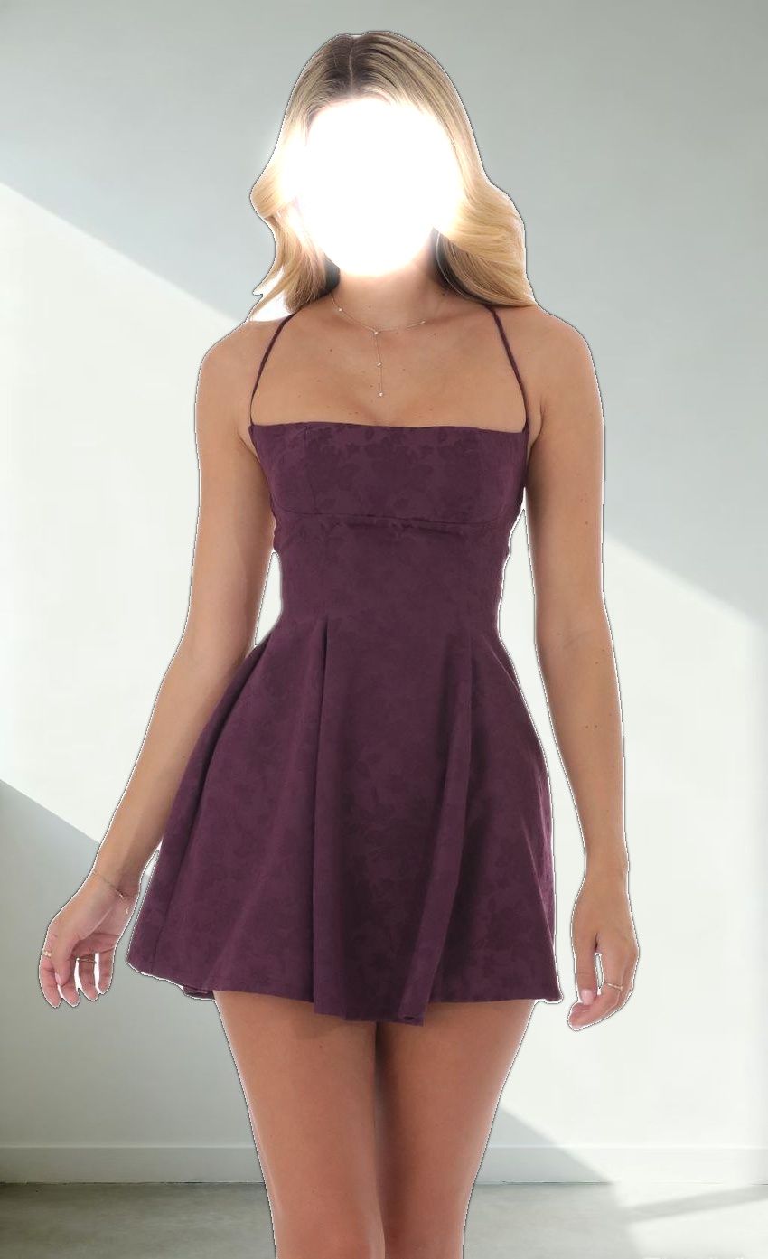 Jacquard Fit and Flare Dress in Purple