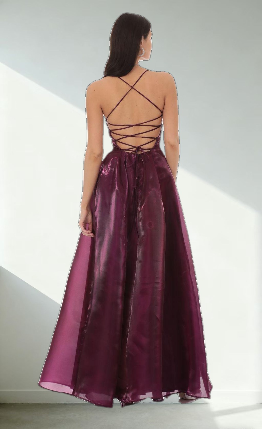 Sheen Fit and Flare Maxi Dress in Purple