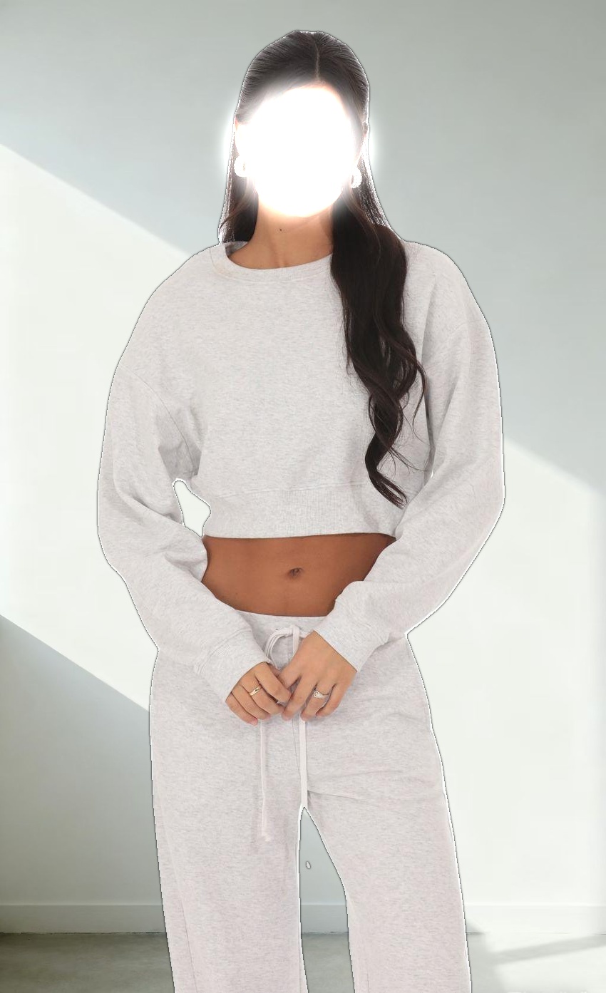 Cropped Jumper in Heather Grey