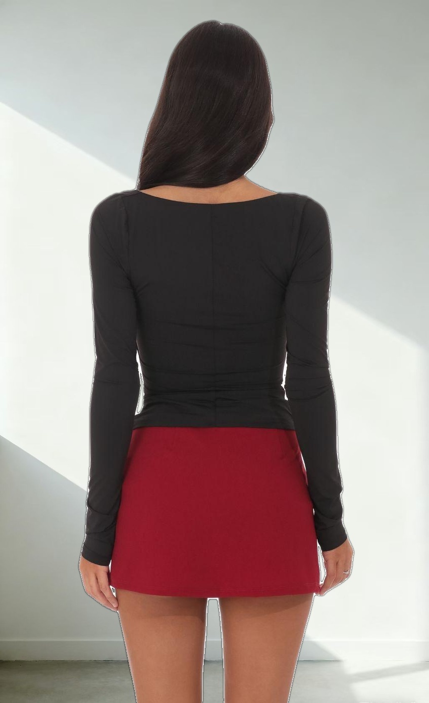 Side Slit Mini Skort in Maroon
