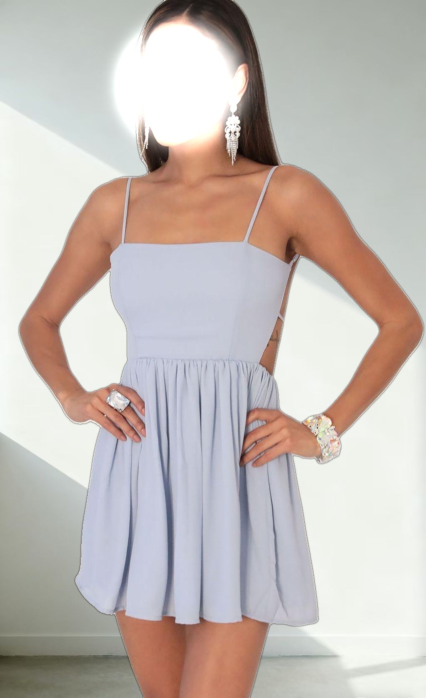 Chiffon A-line Dress in Dusty Blue
