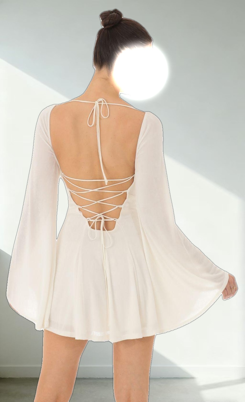 Flare Sleeve Dress in Ivory