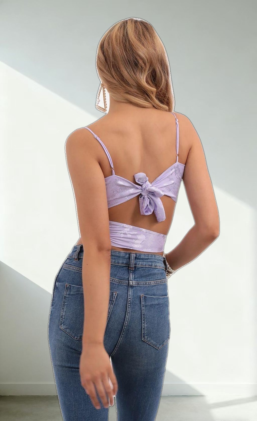 Jacquard Wrap Top in Lavender