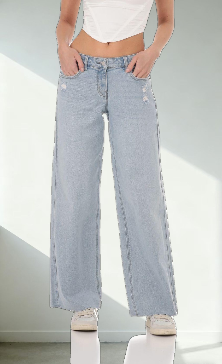 Wide Leg Jeans in Light Denim