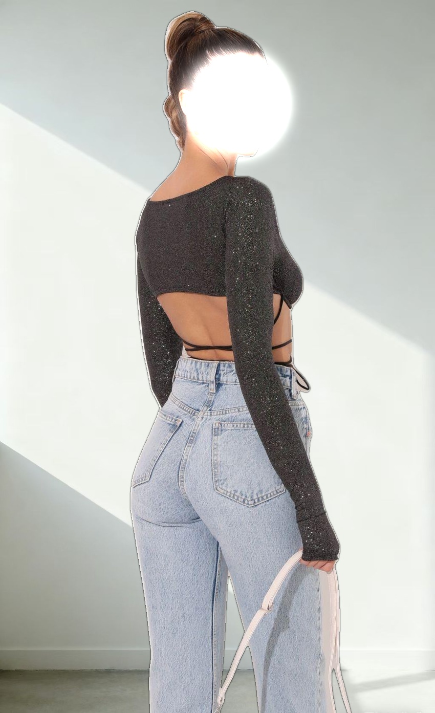 Crop Top in Shimmer Black