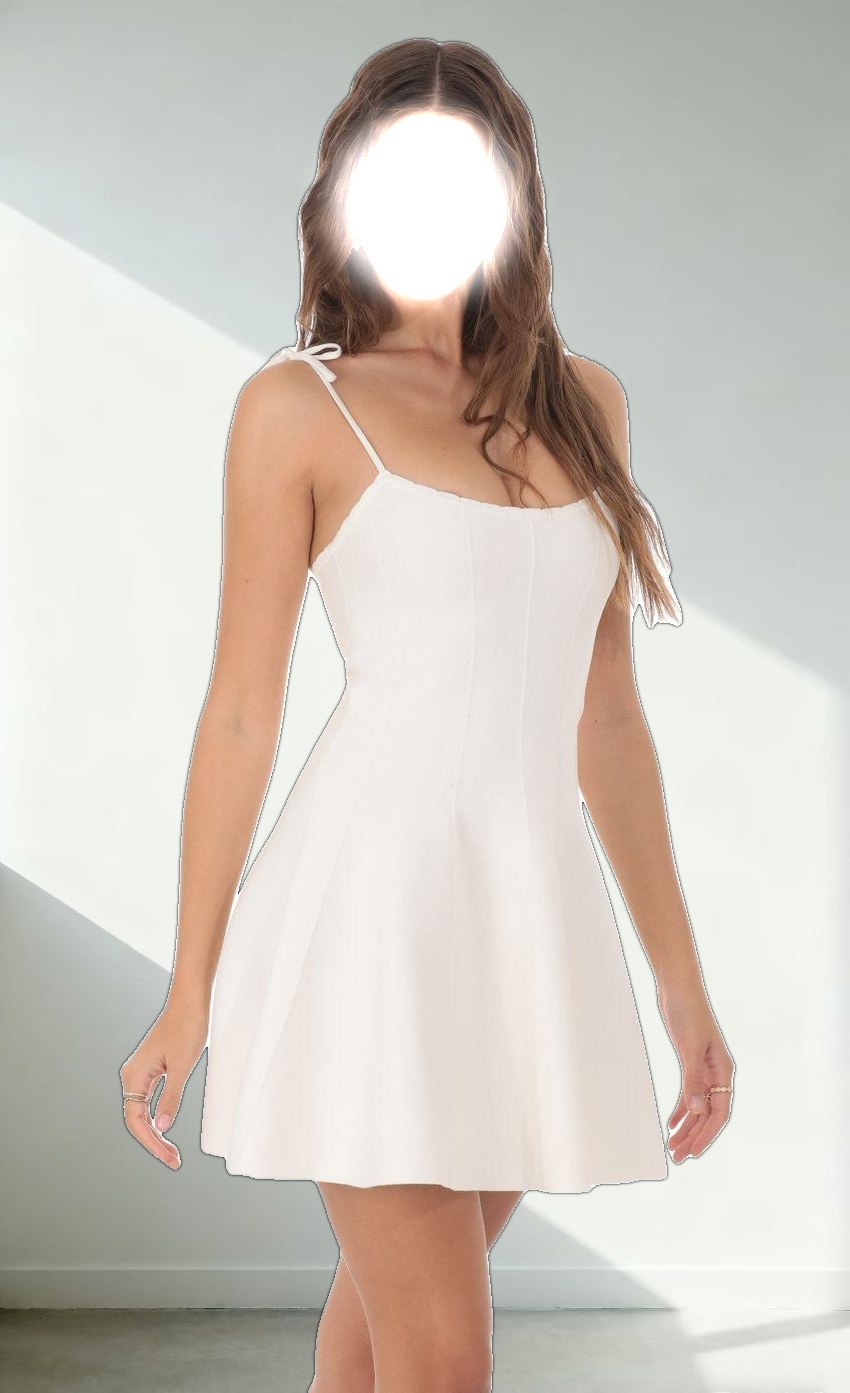 Knit A-line Dress in White