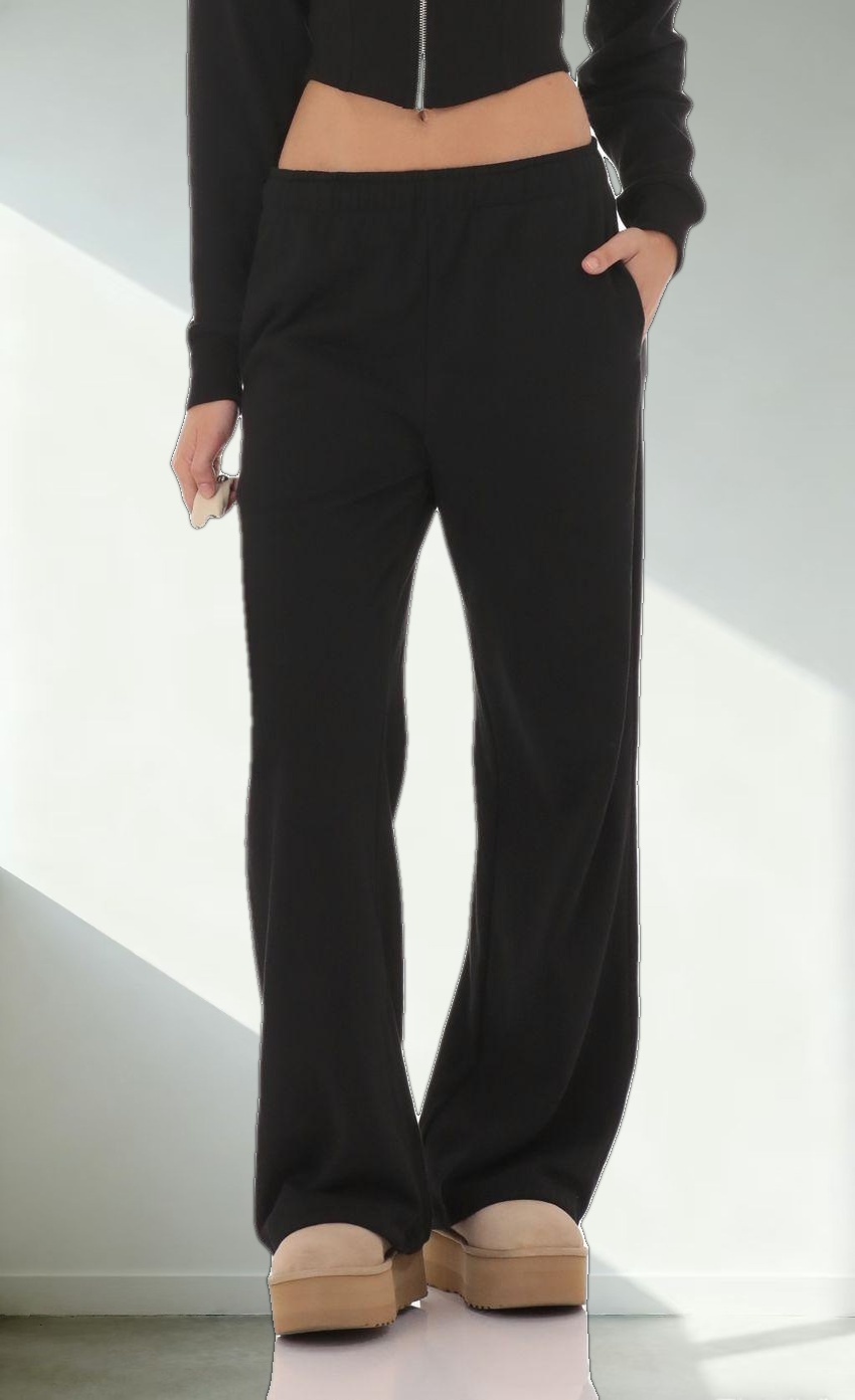 Back Pocket Straight Sweatpants in Black