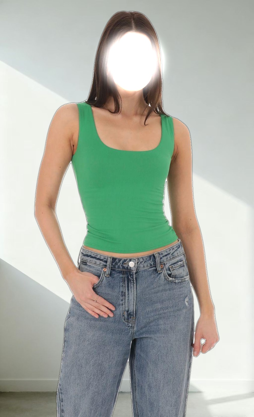 Scoop Neck Tank Top in Green