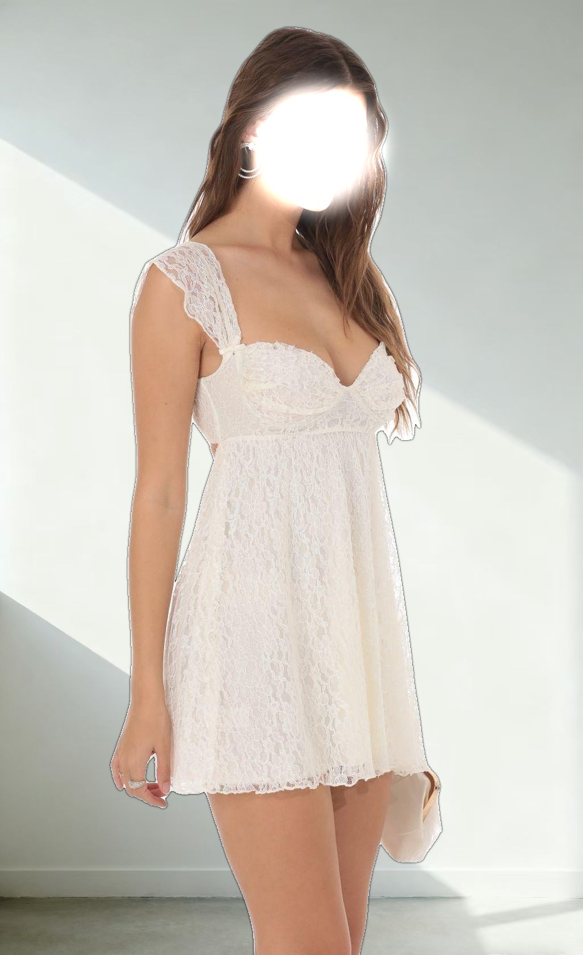 Lace Babydoll Dress in Ivory