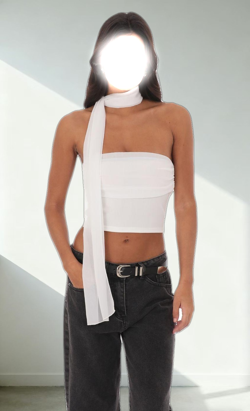 Strapless Scarf Top in White