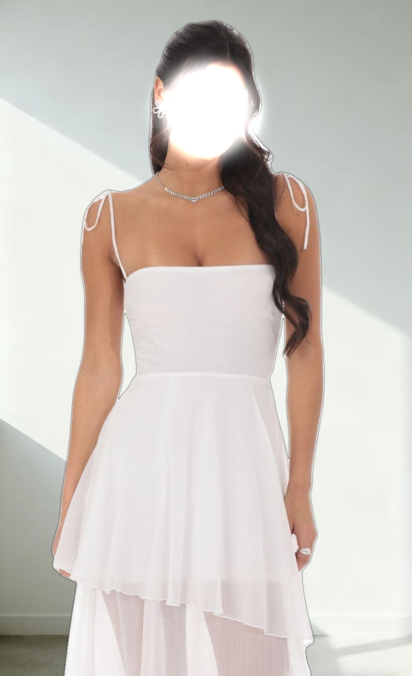 Flow Shimmer A-line Maxi Dress in White