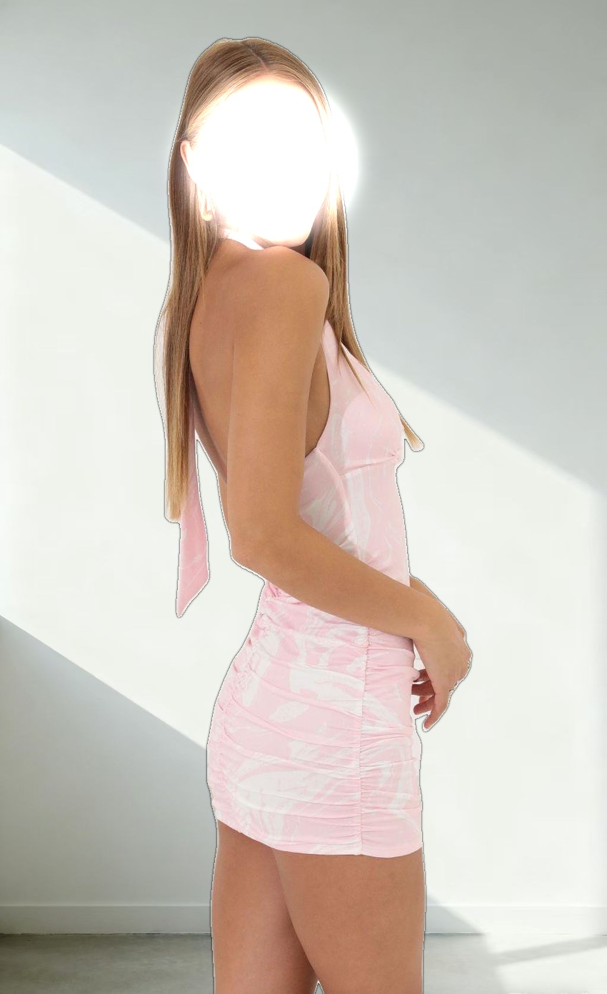 Marble Hip Hugger Dress in Pink