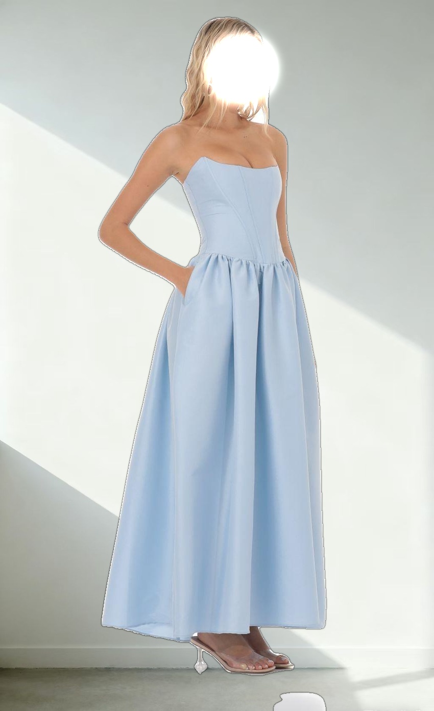Strapless Corset Gown in Blue