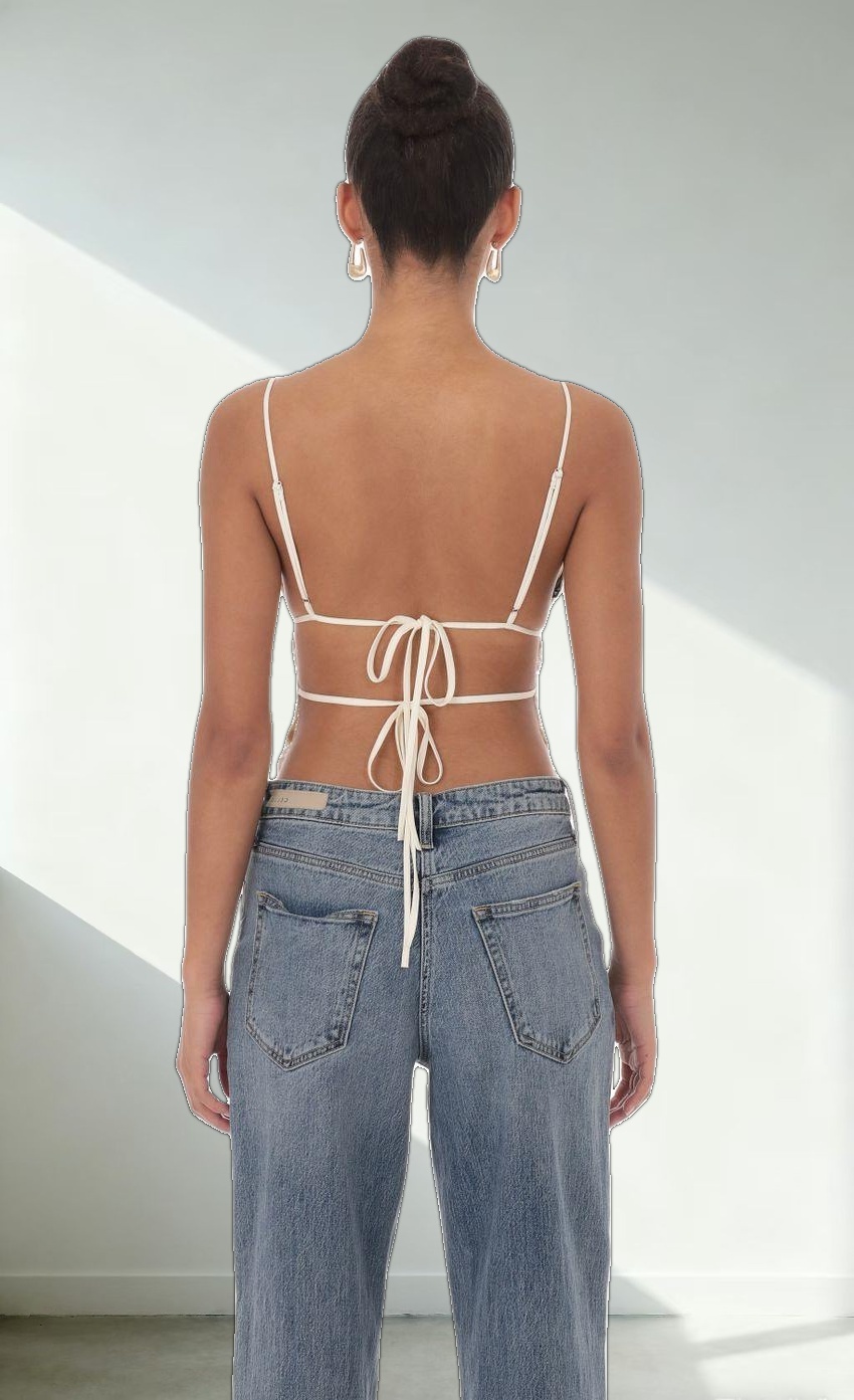 Lace Two-Tone Top in Cream and White