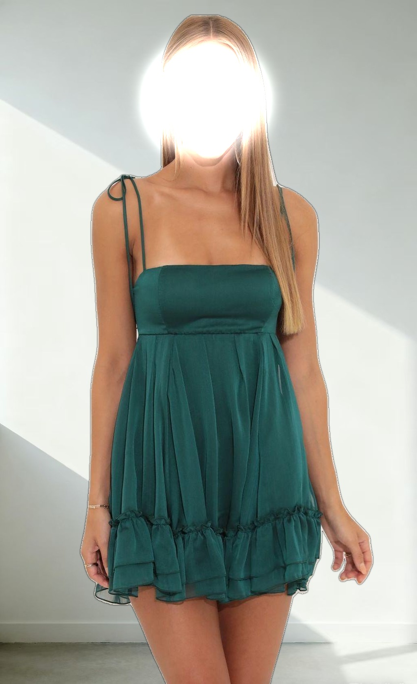 Chiffon Baby Doll Dress in Green