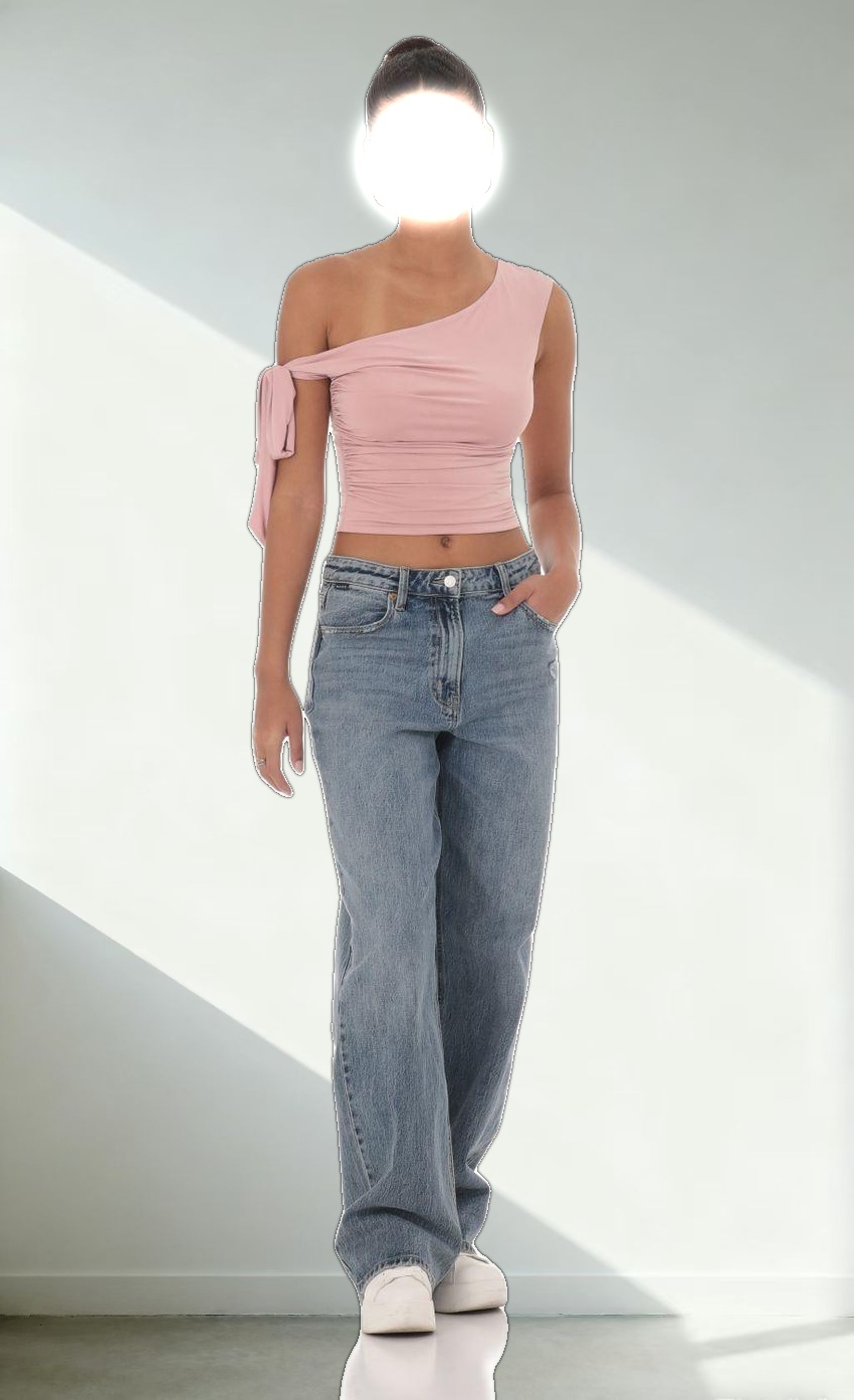 Off Should Tie Sleeve in Mauve Pink