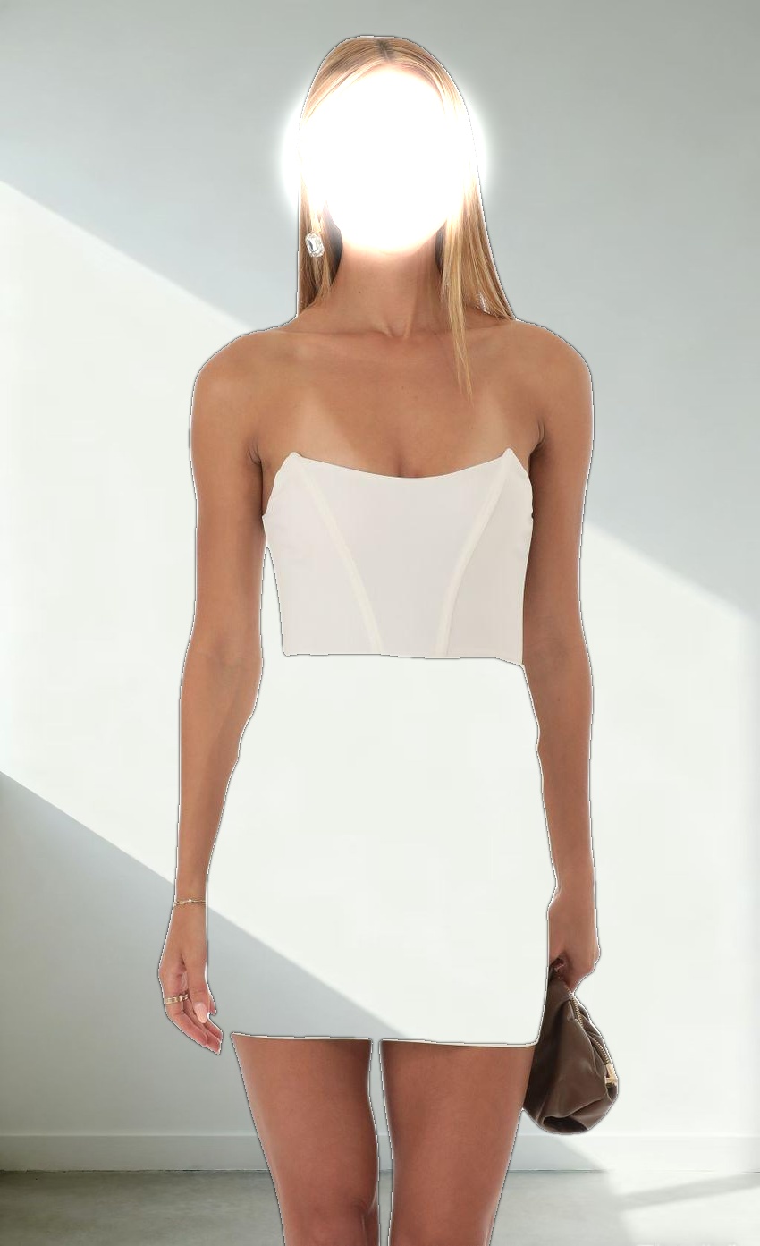 Strapless Corset Dress in White