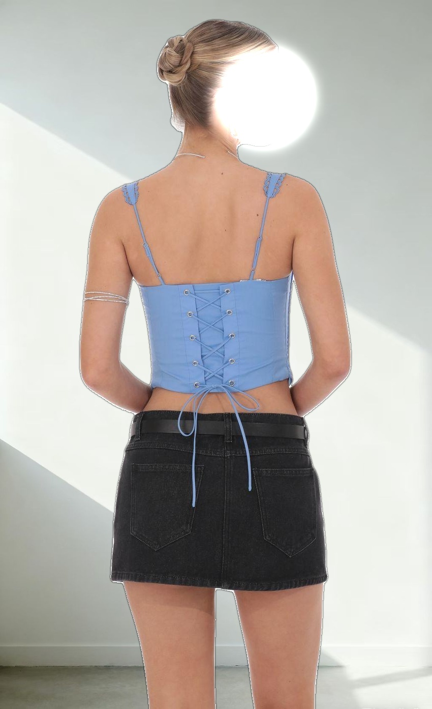 Embroidery Detail Top in Blue