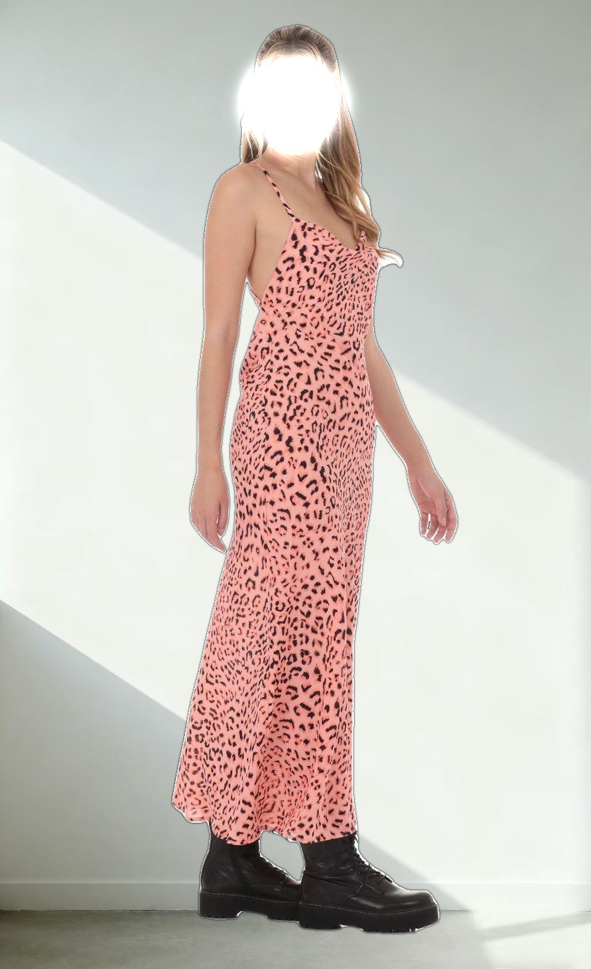 Leopard Print Cowl Neck Dress in Pink