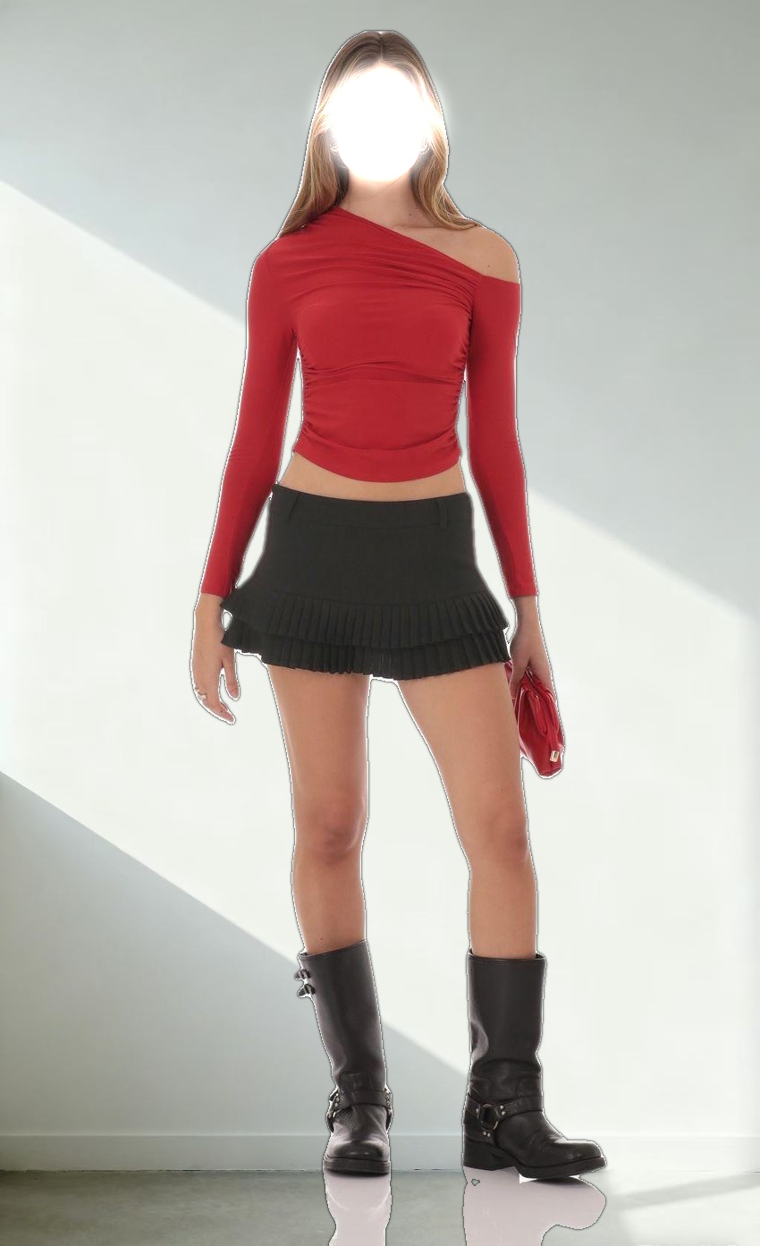 Pleated Ruffle Skort in Black