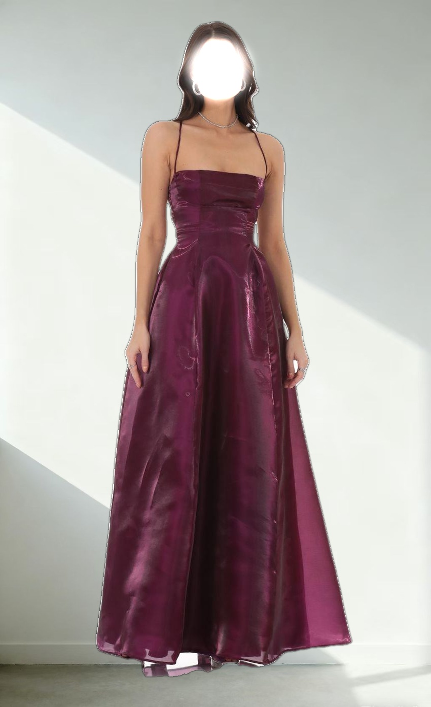 Sheen Fit and Flare Maxi Dress in Purple