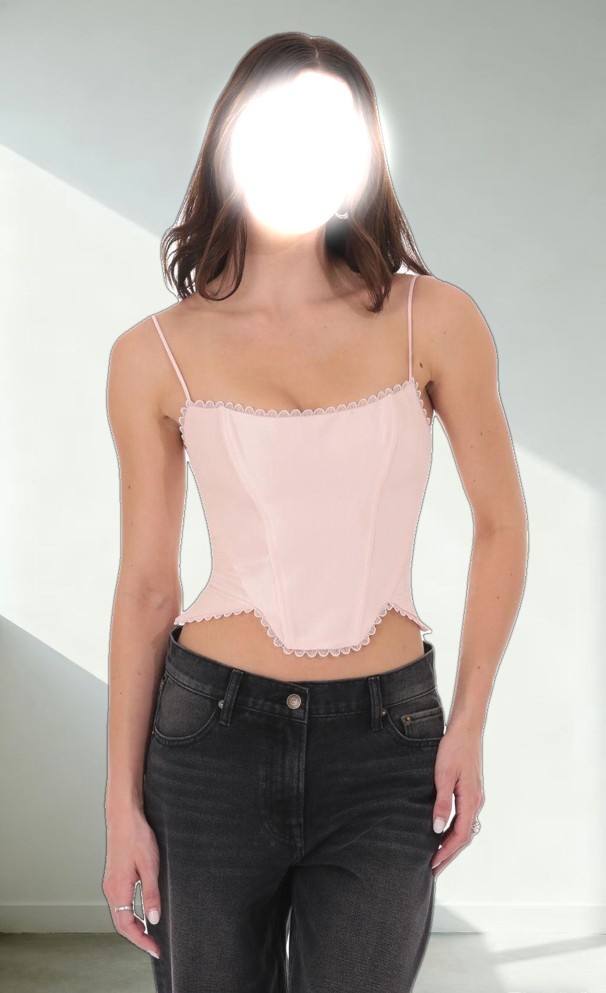 Trimmed Corset Top in Pink