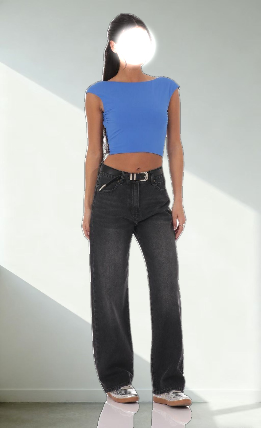 Open Tie Back Top in Blue