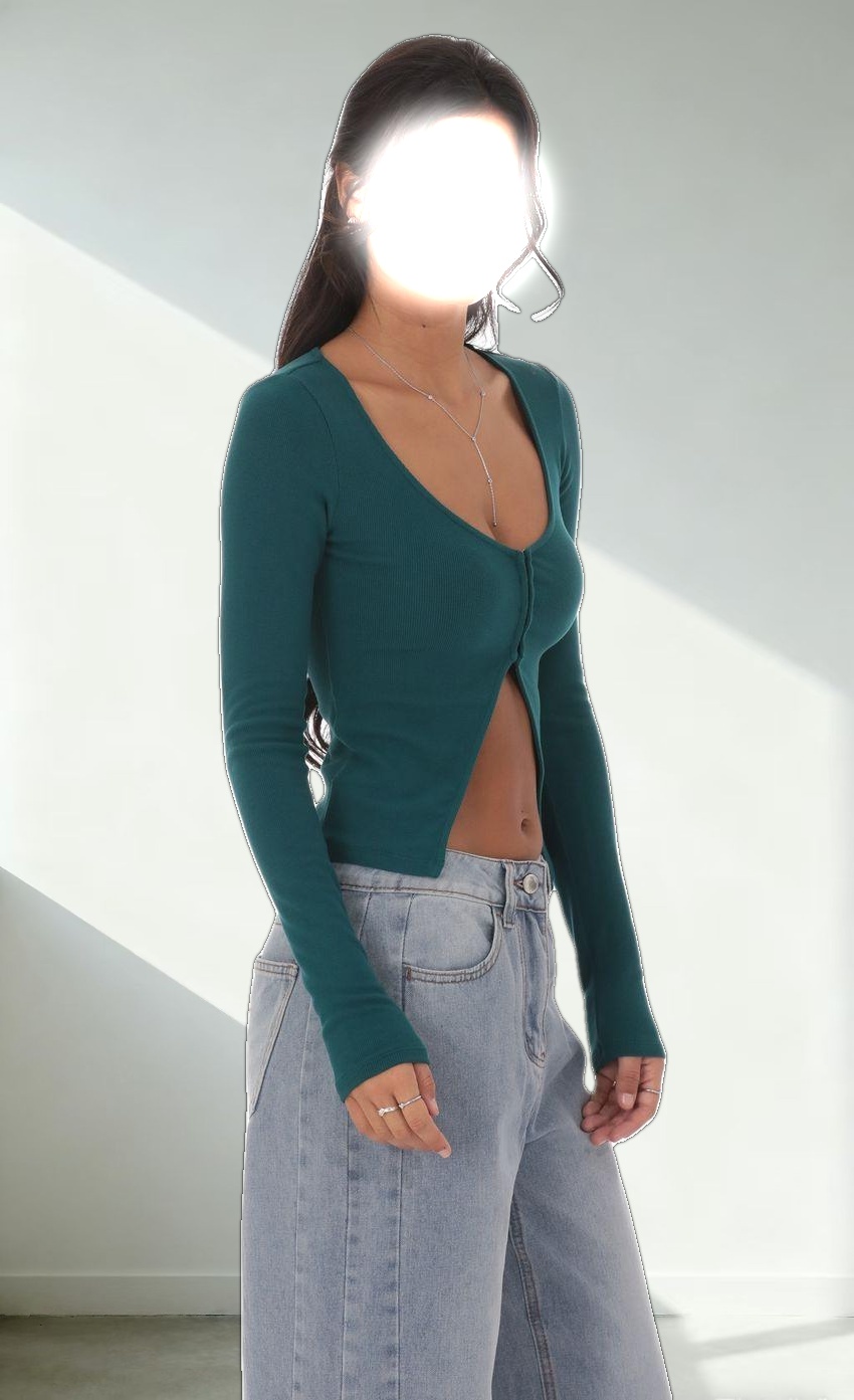 Ribbed Fly Away Top in Teal