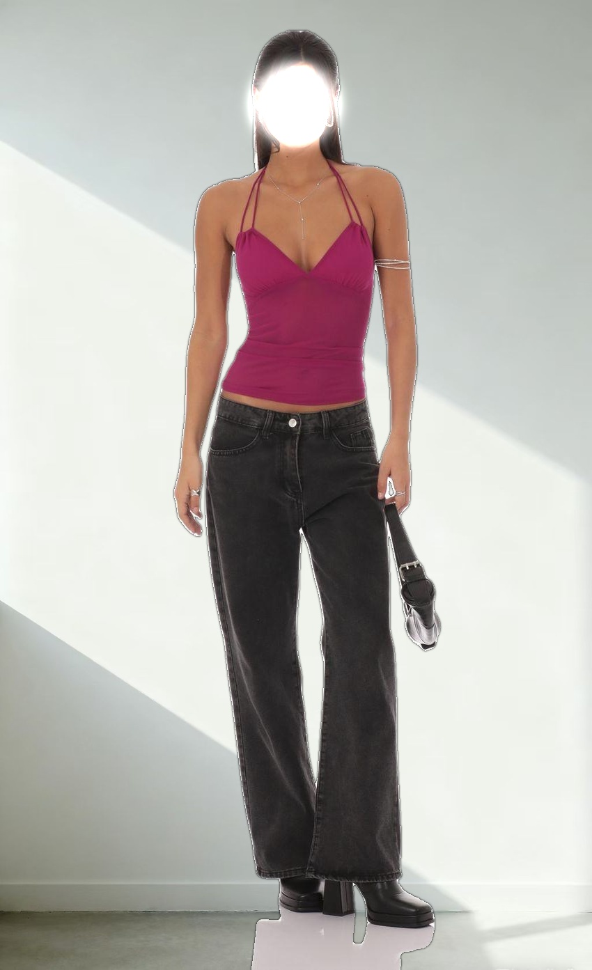 Mesh Halter Top in Ruby Pink