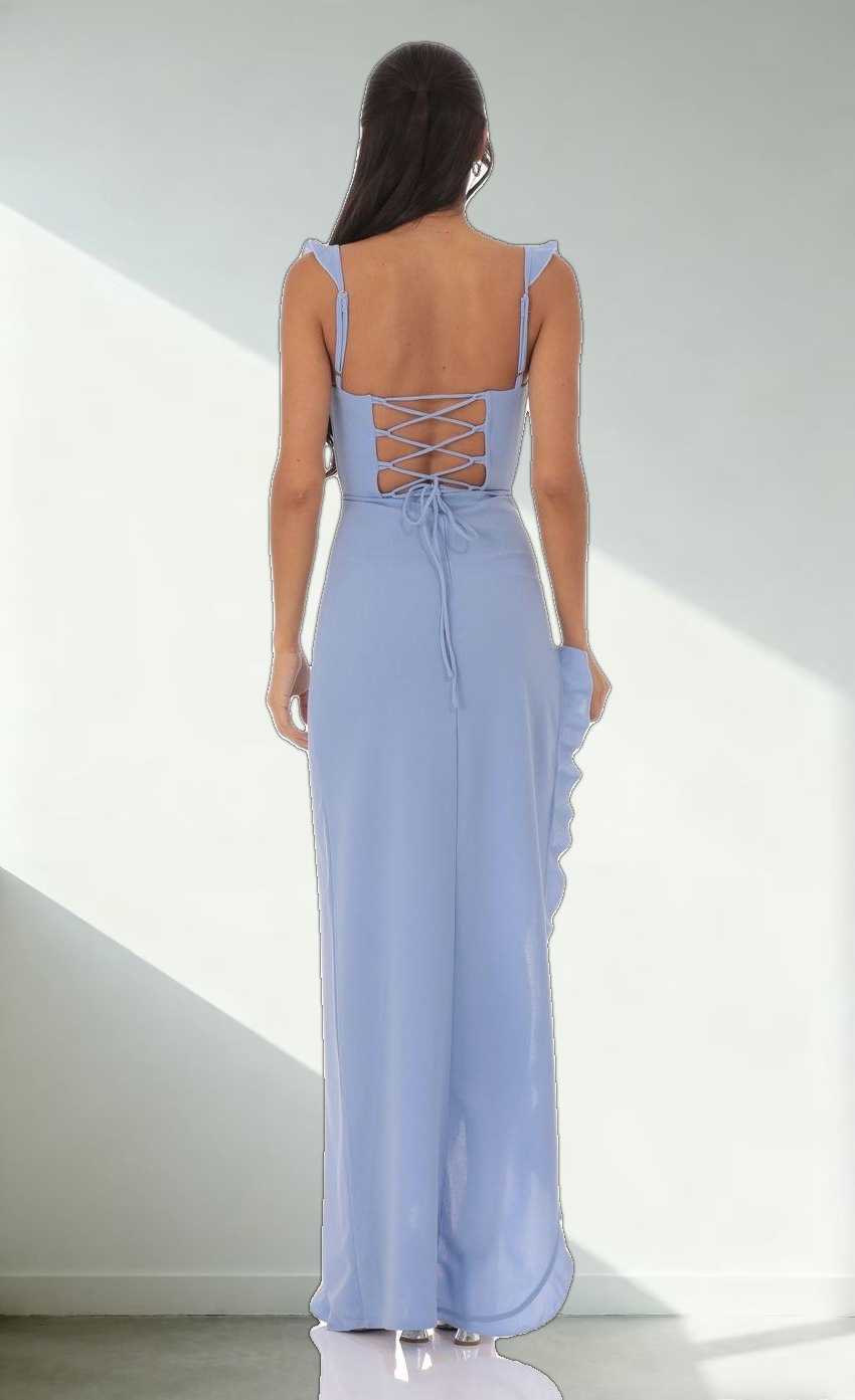 Ruffle Maxi Dress in Powder Blue