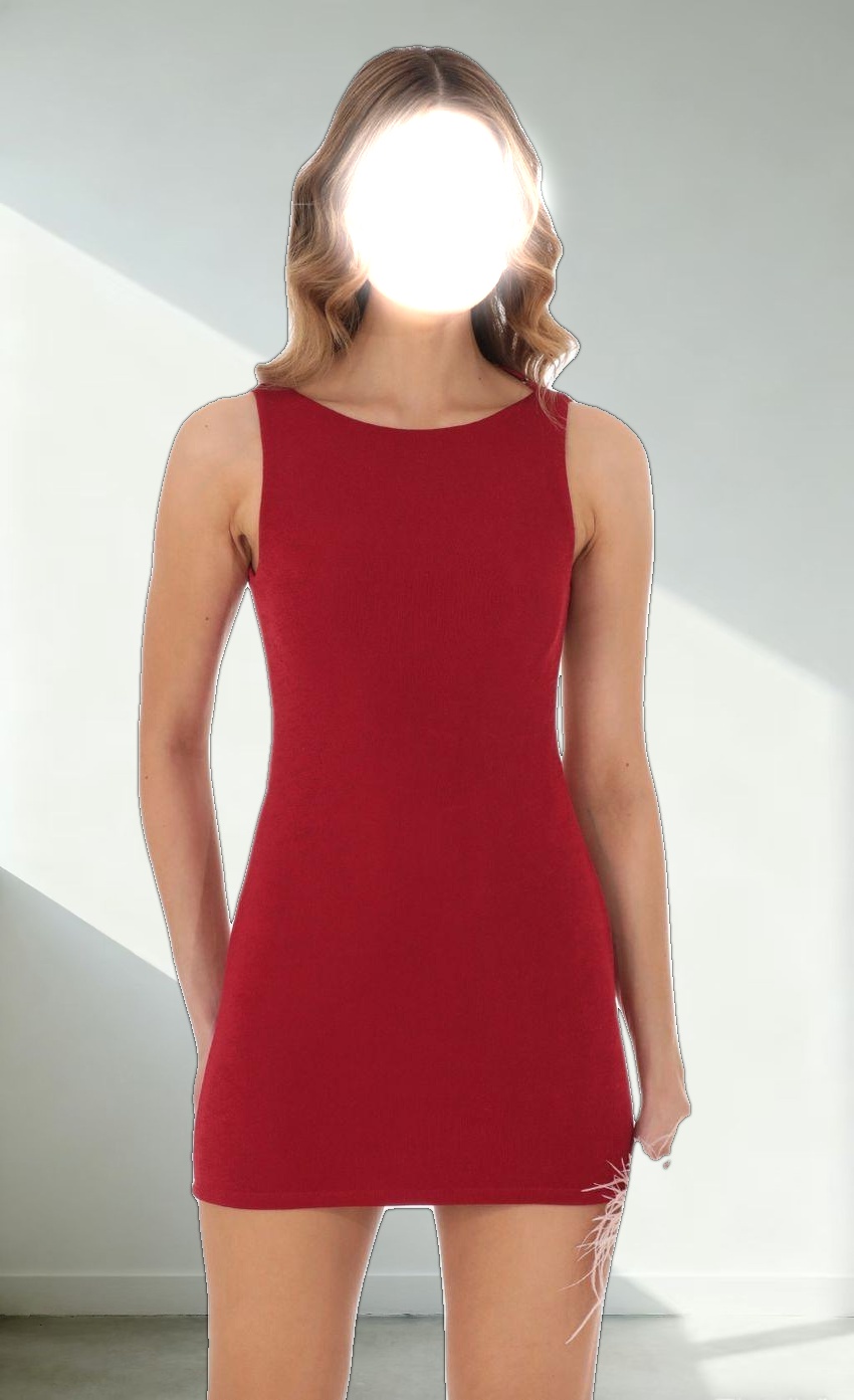 High Neck Open Back Dress in Red