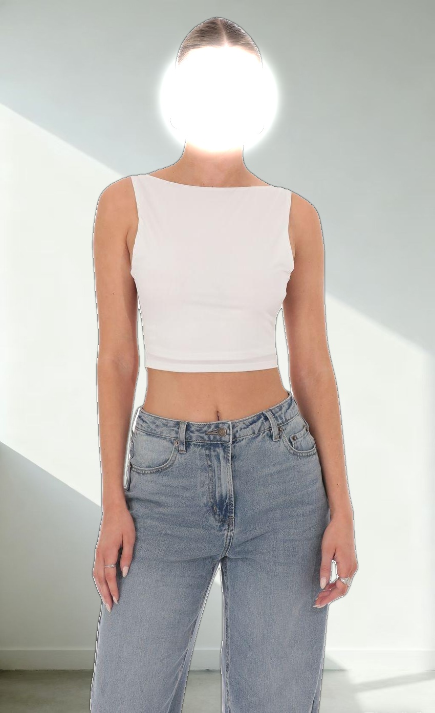 Floral Strap Open Back Top in White