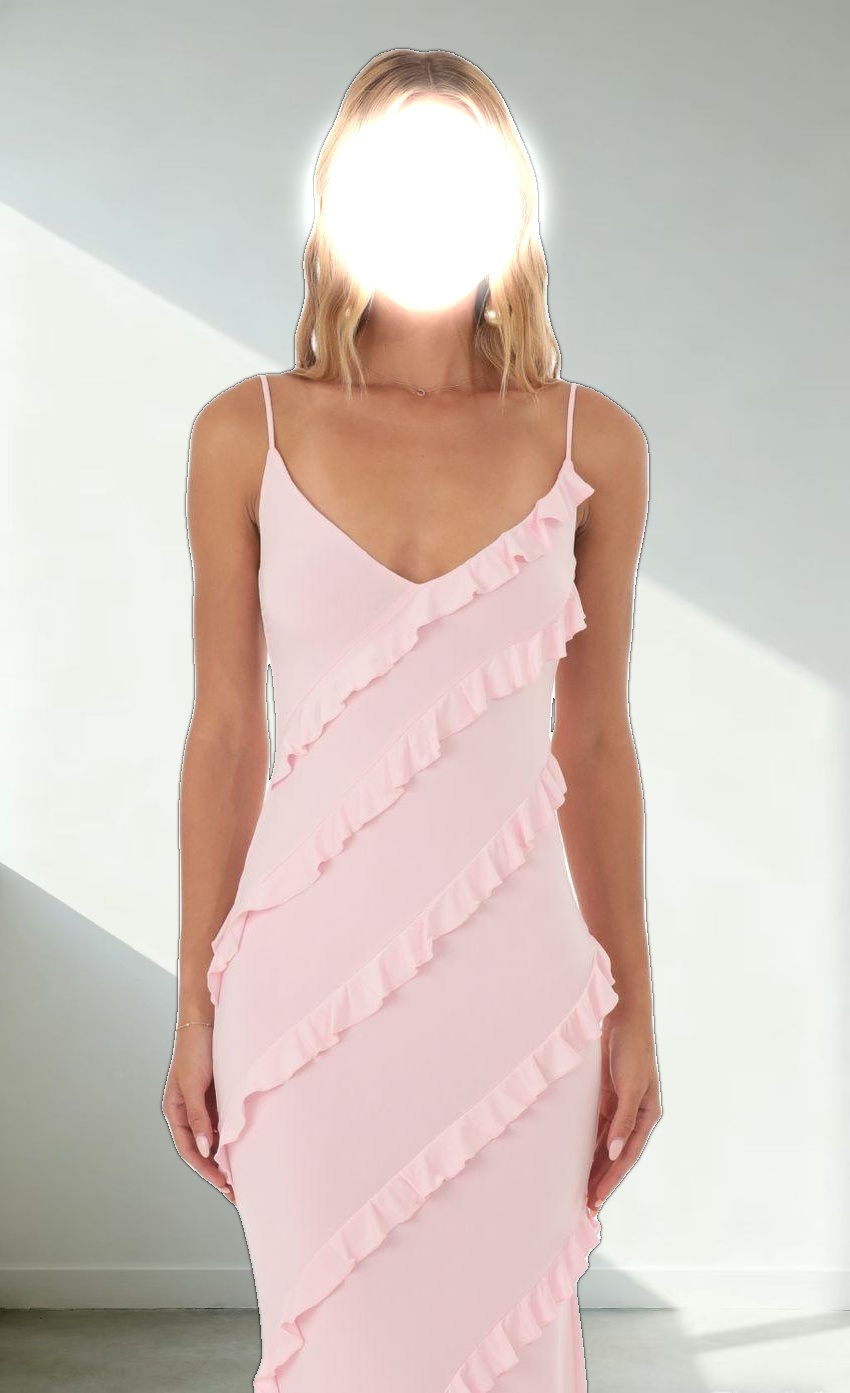 Ruffle Maxi Dress in Pink