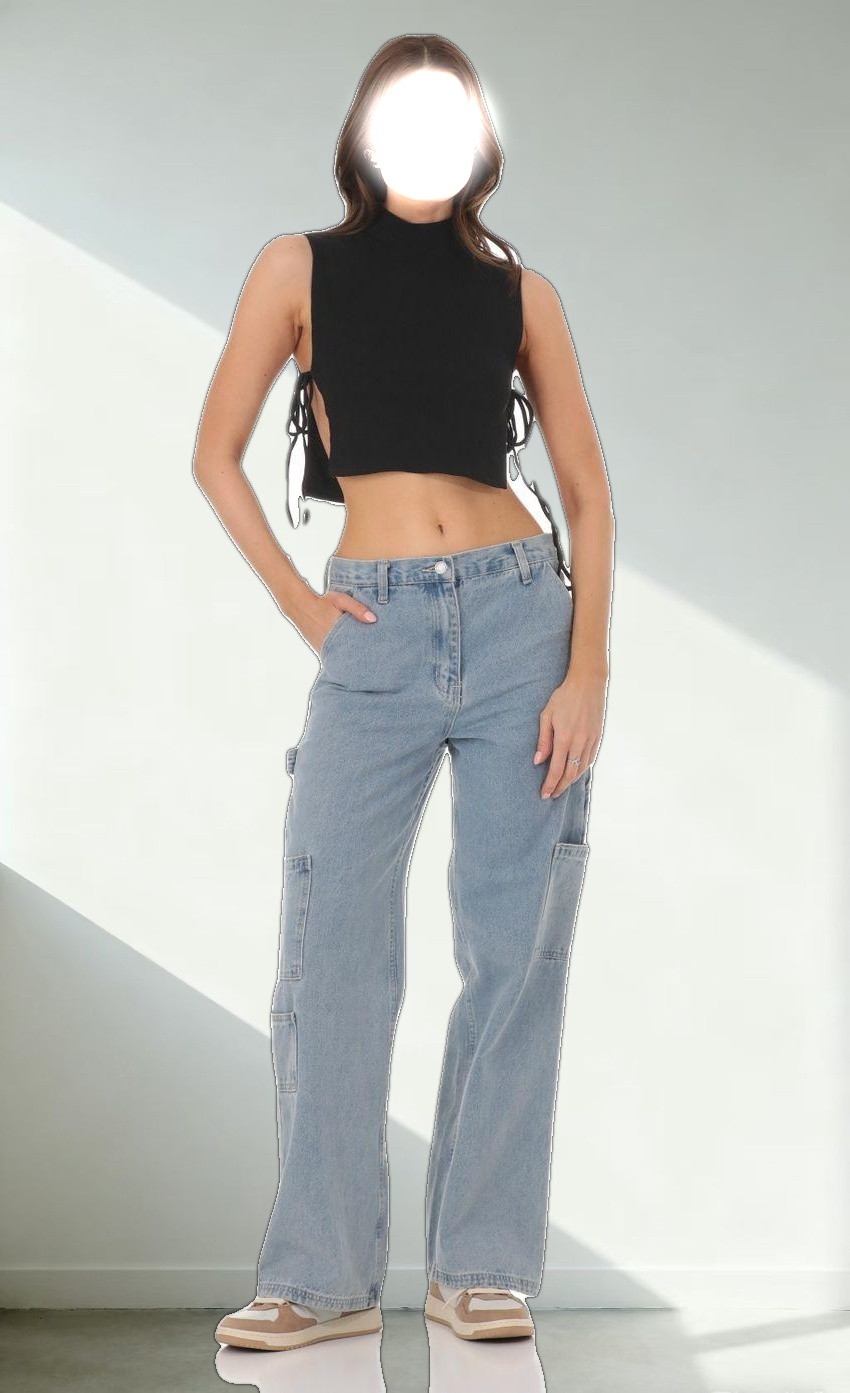 Ribbed Mock Neck Top in Black