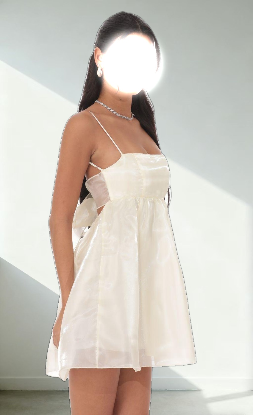 Sheen Babydoll Dress in Cream