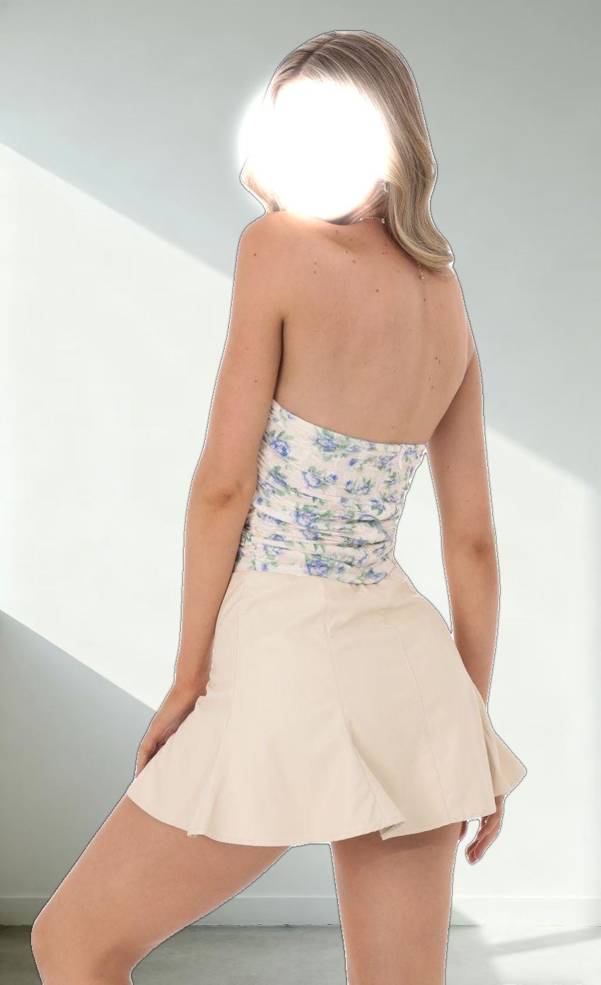 Floral Lace Strapless Top in White