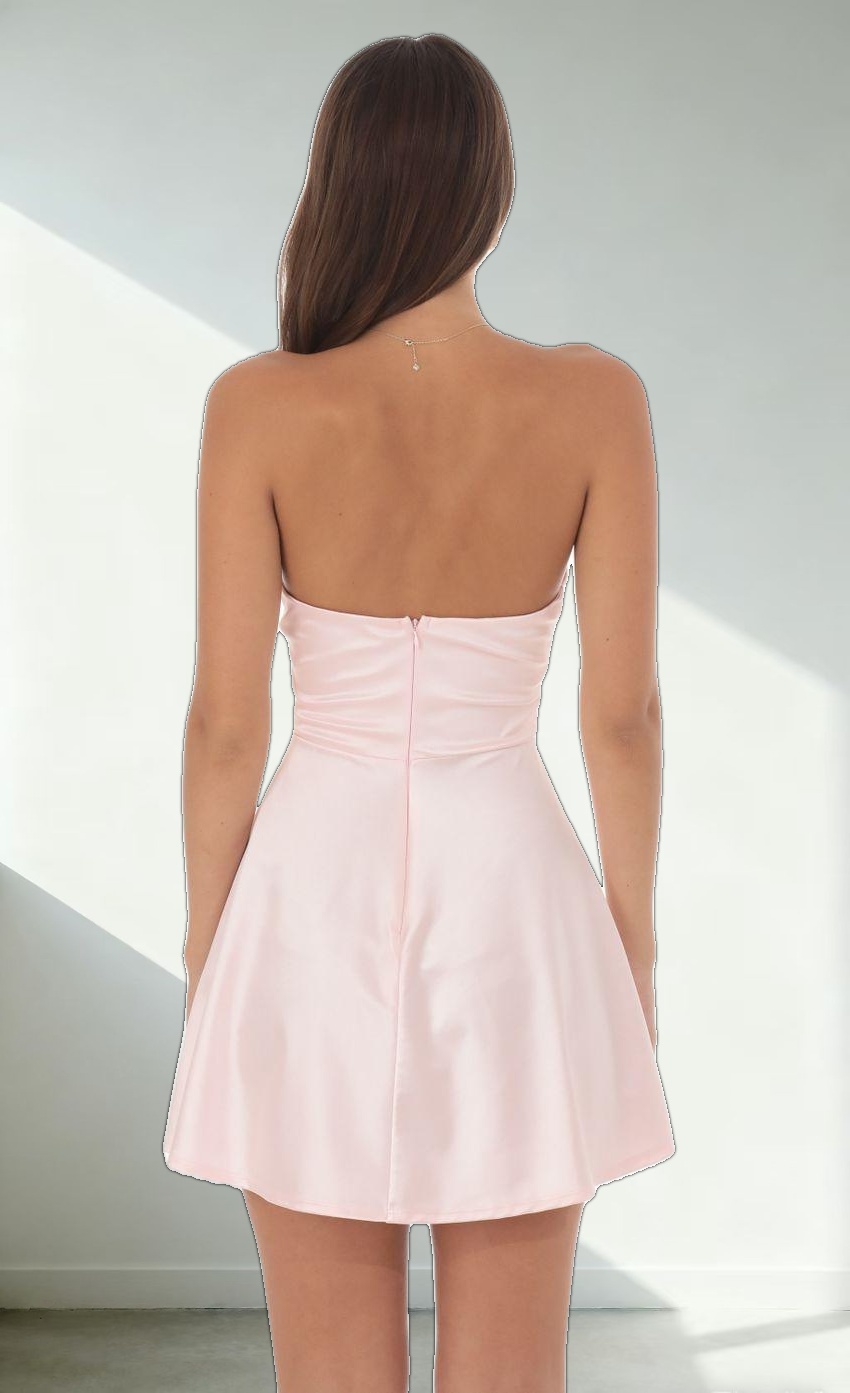 Satin Double Bow Cutout Dress in Pink