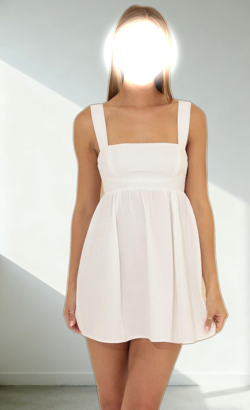 Jacquard Fit and Flare Dress in White