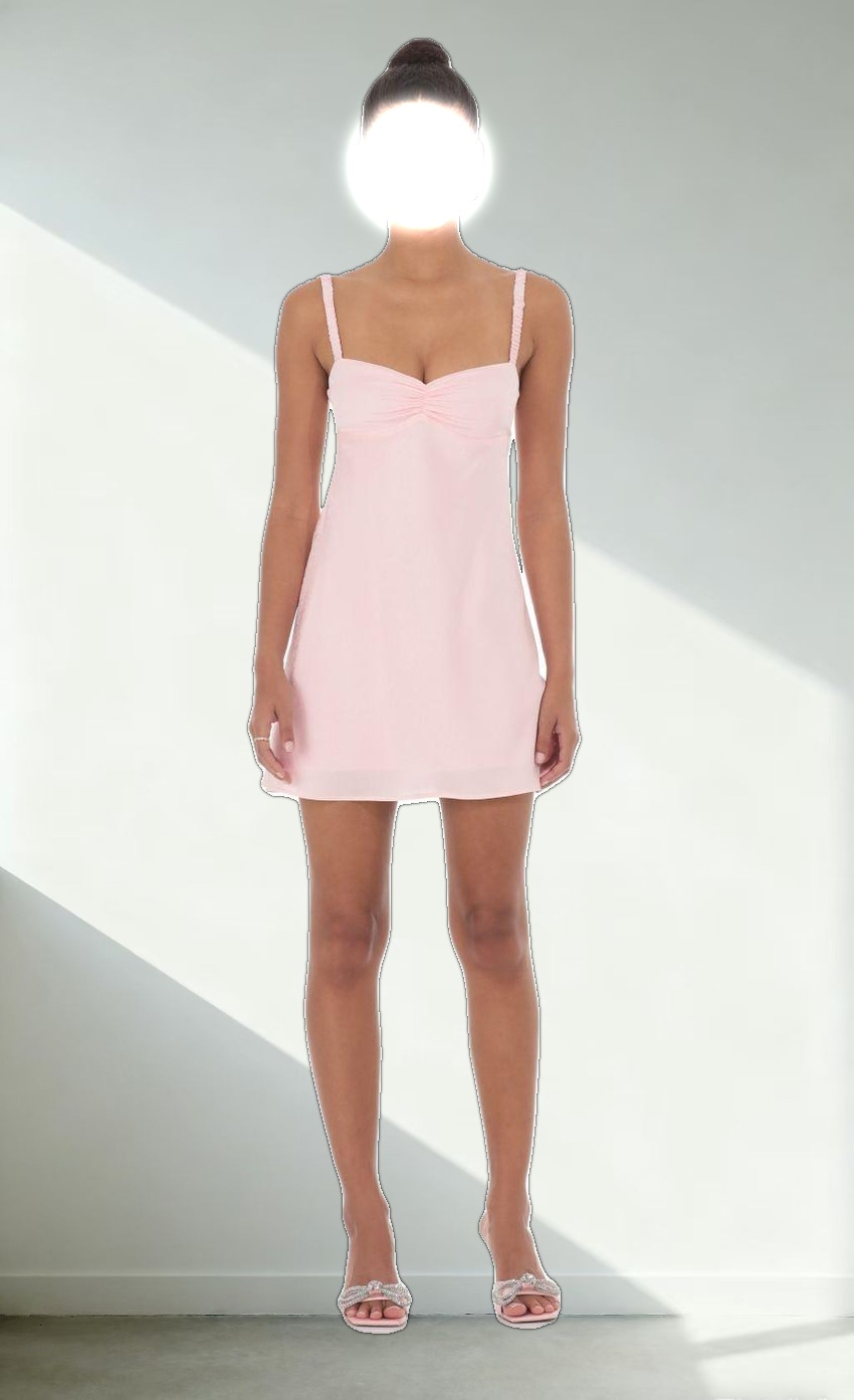 Jacquard Babydoll Satin Dress in Pink