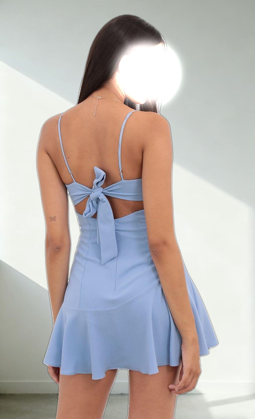 A-Line Bow Dress in Powder Blue