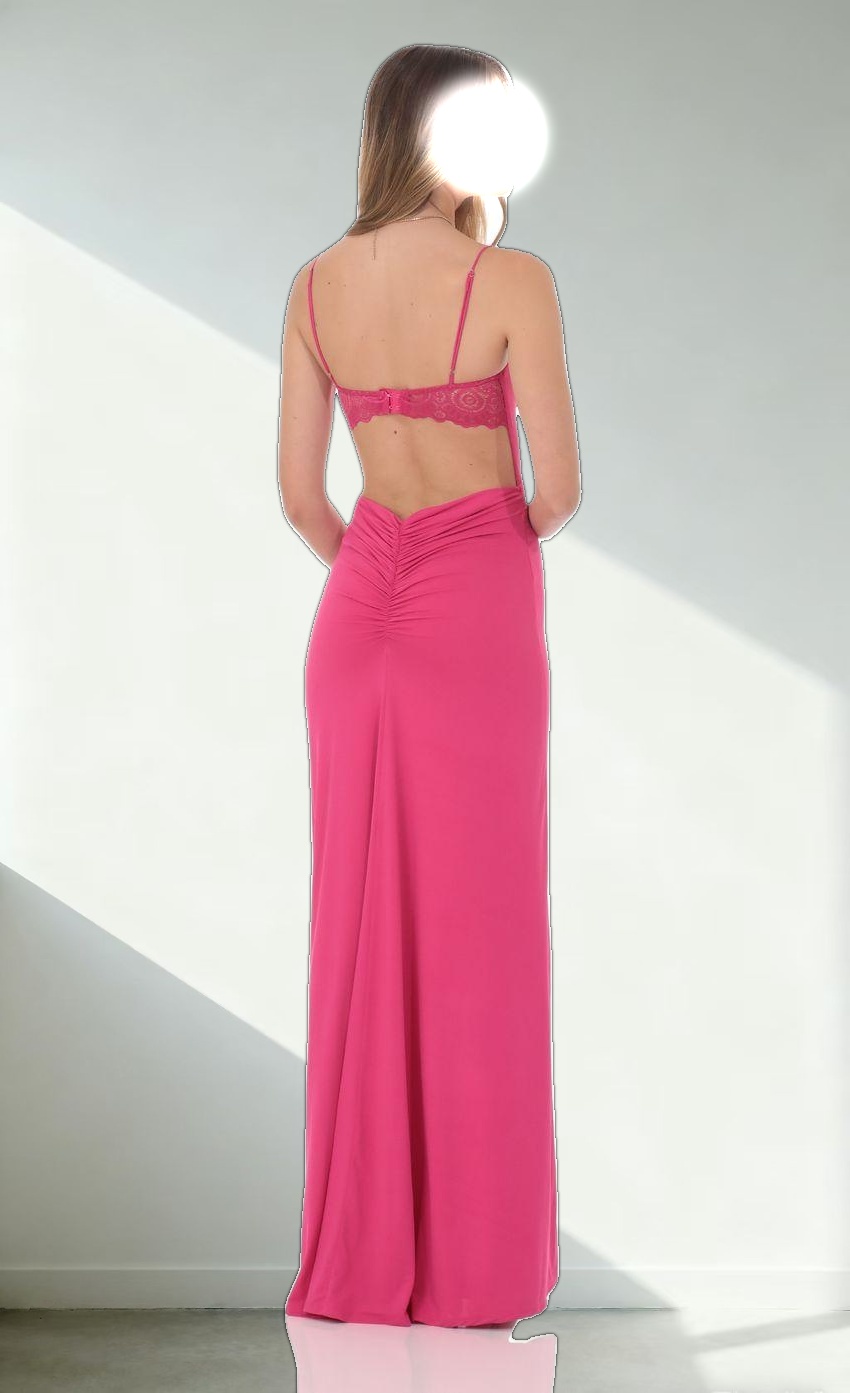Open Back Mermaid Maxi Dress in Magenta