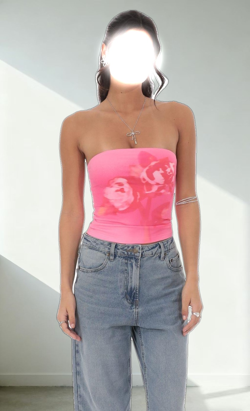 Floral Print Tube Top in Pink