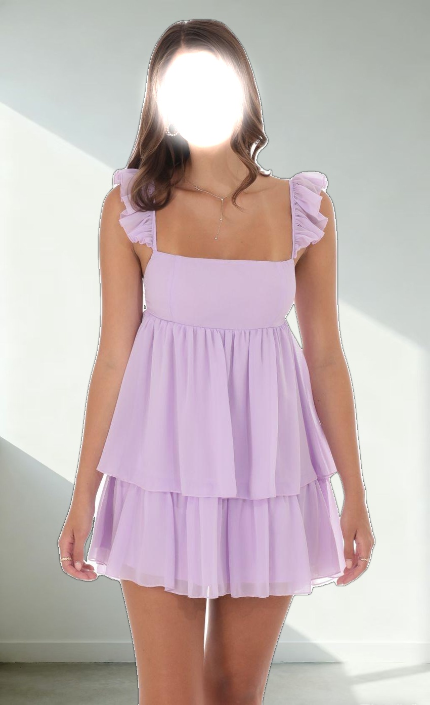 Chiffon Ruffle Dress in Lavender