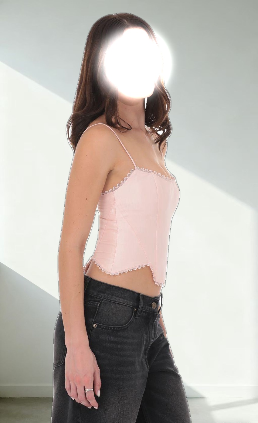 Trimmed Corset Top in Pink