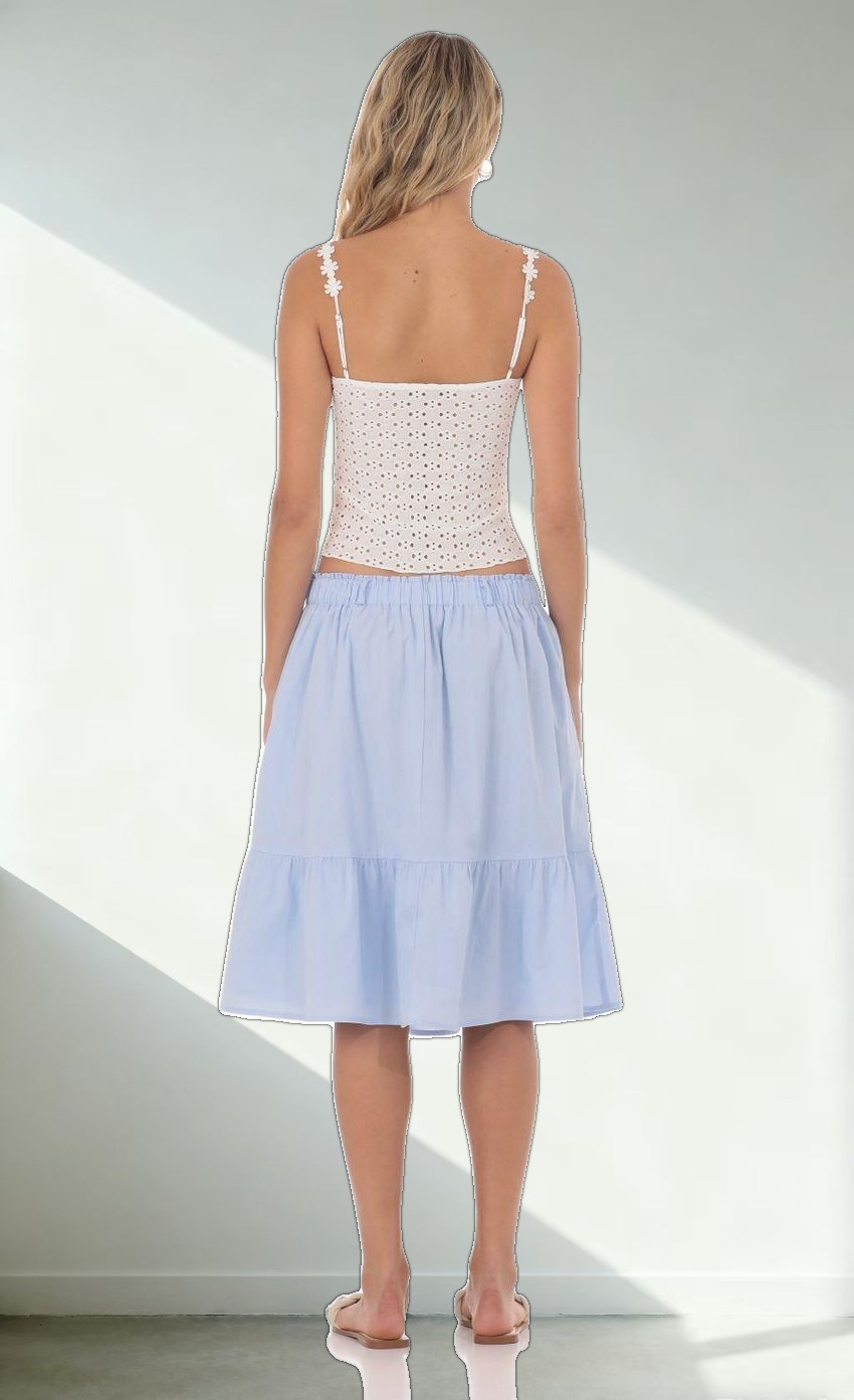 Drawstring Midi Skirt in Light Blue